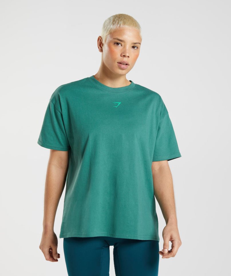 Women's Gymshark Fraction Oversized T-Shirts Green | CA A30675